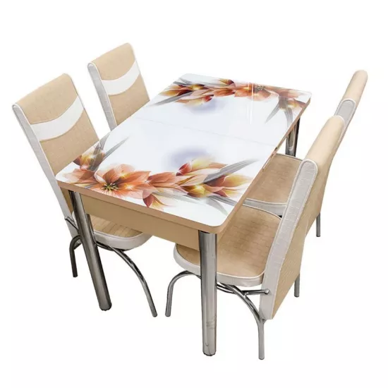 Set masa extensibila cu 4 scaune Kelebek ES-24, 70x110/140x75