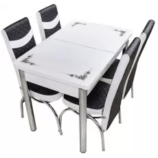 Set masa extensibila cu 4 scaune Kelebek ES-25, 70x110/140x75 Set masa extensibila cu 4 scaune Kelebek ES-25, 70x110/140x75