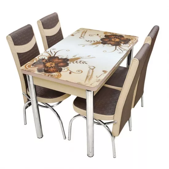 Set masa extensibila cu 4 scaune Kelebek ES-26, 70x110/140x75