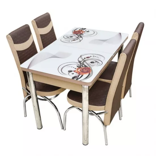 Set masa extensibila cu 4 scaune Kelebek ES-27, 70x110/140x75