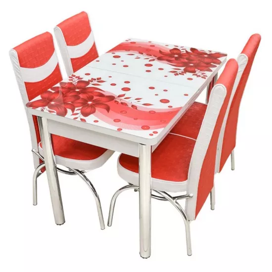 Set masa extensibila cu 4 scaune Kelebek ES-31, 70x110/140x75