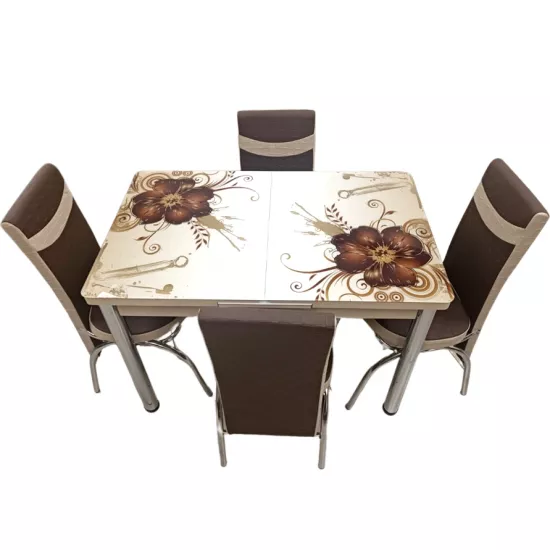 Set masa extensibila cu 4 scaune Kelebek ES-34, 70x110/140x75