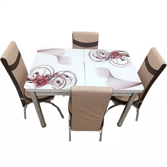 Set masa extensibila cu 4 scaune Kelebek ES-35, 70x110/140x75