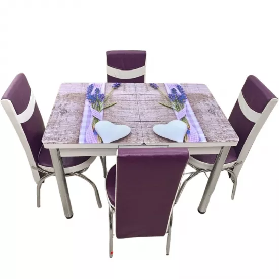 Set masa extensibila cu 4 scaune Kelebek ES-37, 70x110/140x75