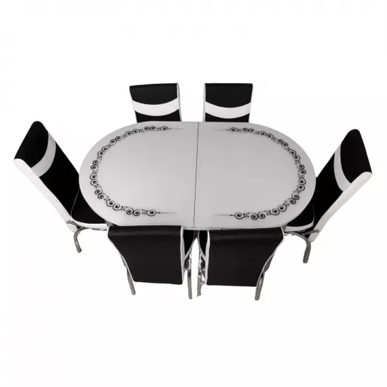 Set masa extensibila cu 6 scaune Kelebek ES-45, 80x130/170x75