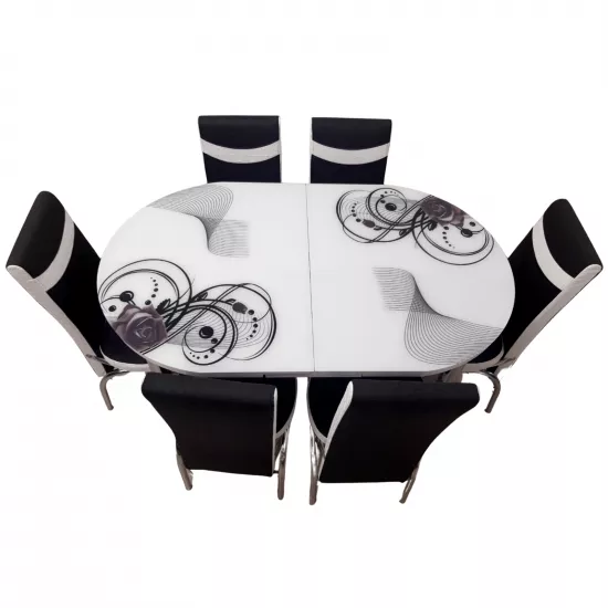 Set masa extensibila cu 6 scaune Kelebek ES-48, 80x130/170x75