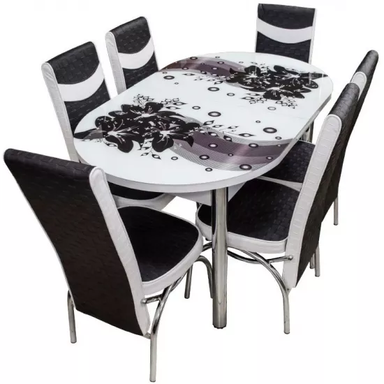 Набор раздвижной стол с 6 стульями Kelebek ES-49, 80x130/170x75