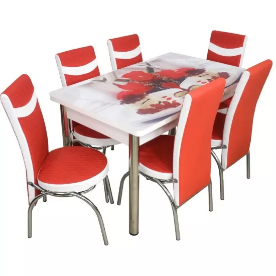 Набор раздвижной стол с 6 стульями Kelebek ES-301, 80x130/170x75