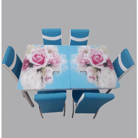 Набор раздвижной стол с 6 стульями Kelebek ES-303, 80x130/170x75