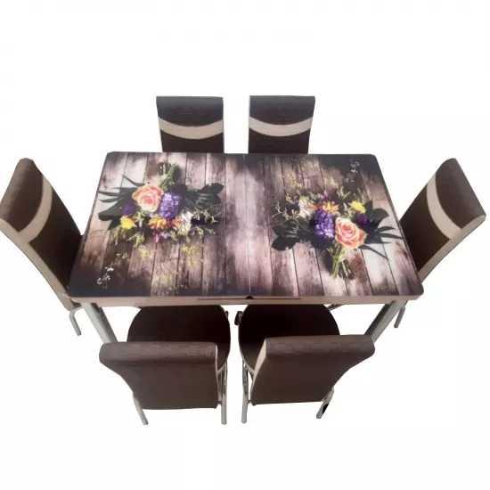 Набор раздвижной стол с 6 стульями Kelebek ES-306, 80x130/170x75