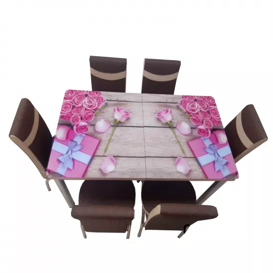 Набор раздвижной стол с 6 стульями Kelebek ES-307, 80x130/170x75