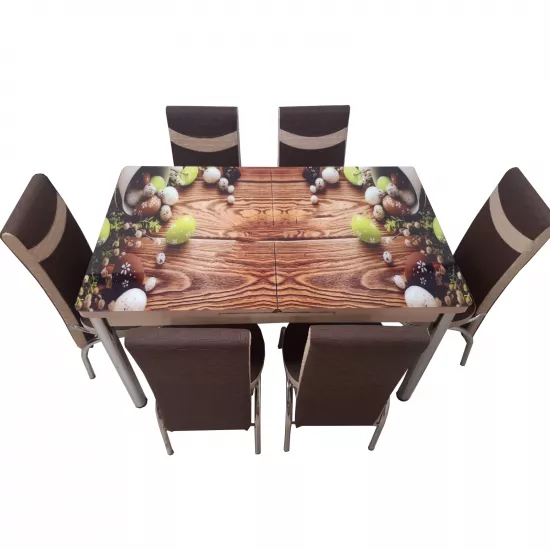 Set masa extensibila cu 6 scaune Kelebek ES-309, 80x130/170x75