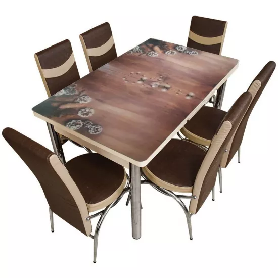 Set masa extensibila cu 6 scaune Kelebek ES-315, 80x130/170x75