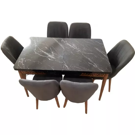 Set masa extensibila cu 6 scaune Kelebek ES-400, 80x130/170x75