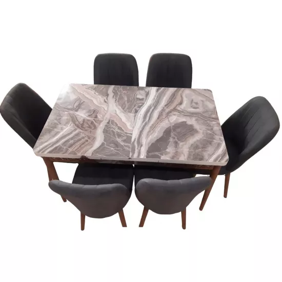 Set masa extensibila cu 6 scaune Kelebek ES-401, 80x130/170x75