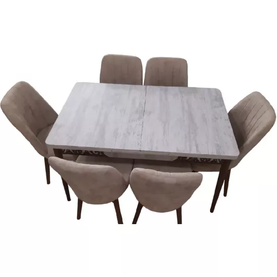 Set masa extensibila cu 6 scaune Kelebek ES-402, 80x130/170x75