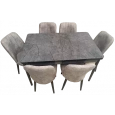 Set masa extensibila cu 6 scaune Kelebek ES-420, 80x130/170x75