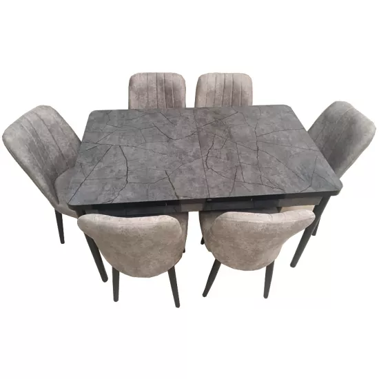 Set masa extensibila cu 6 scaune Kelebek ES-420, 80x130/170x75