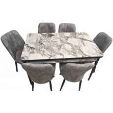 Set masa extensibila cu 6 scaune Kelebek ES-421, 80x130/170x75