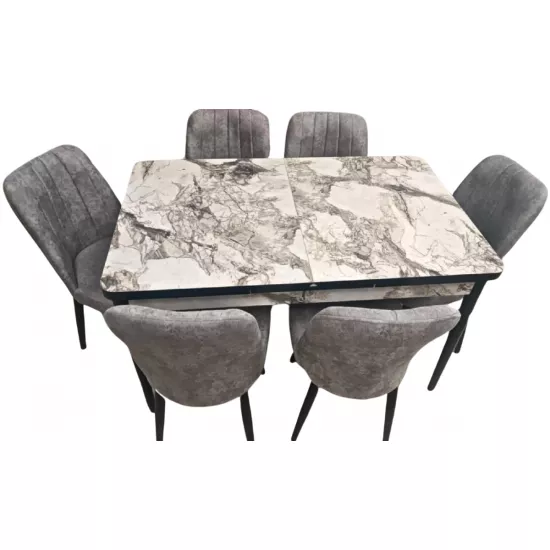 Set masa extensibila cu 6 scaune Kelebek ES-421, 80x130/170x75