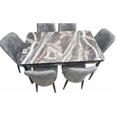 Set masa extensibila cu 6 scaune Kelebek ES-422, 80x130/170x75