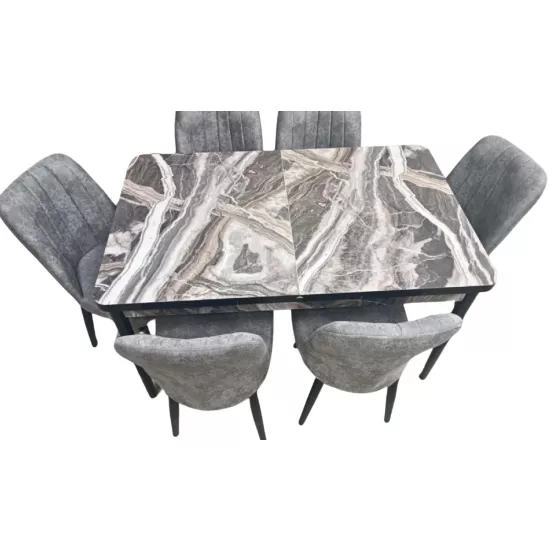 Set masa extensibila cu 6 scaune Kelebek ES-422, 80x130/170x75