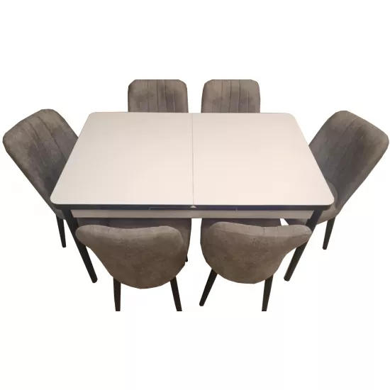 Набор раздвижной стол с 6 стульями Kelebek ES-423, 80x130/170x75