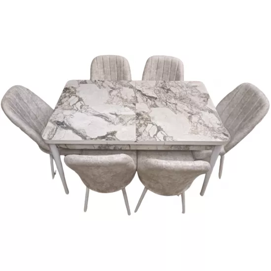 Set masa extensibila cu 6 scaune Kelebek ES-424, 80x130/170x75