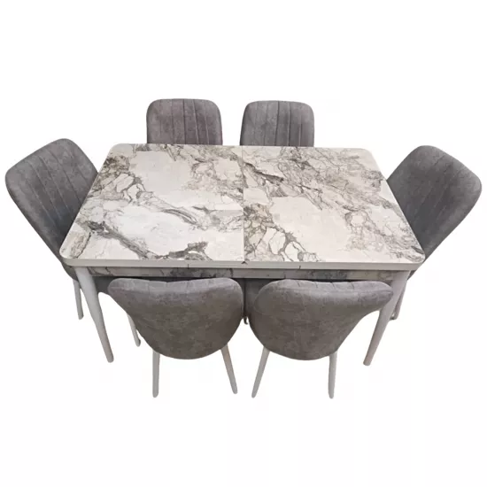 Set masa extensibila cu 6 scaune Kelebek ES-425, 80x130/170x75