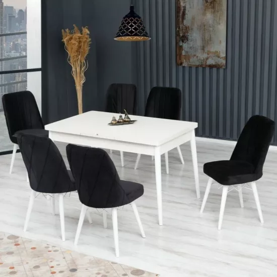 Set masa extensibila cu 6 scaune Kelebek ES-600, 80x130/170x75