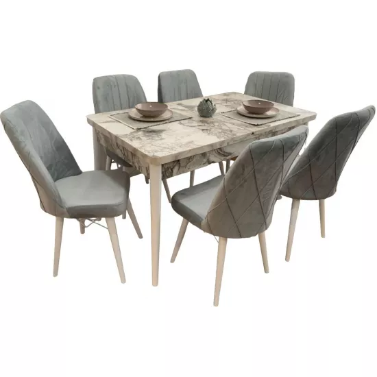 Set masa extensibila cu 6 scaune Kelebek ES-601, 80x130/170x75