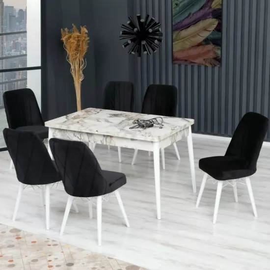Set masa extensibila cu 6 scaune Kelebek ES-603, 80x130/170x75