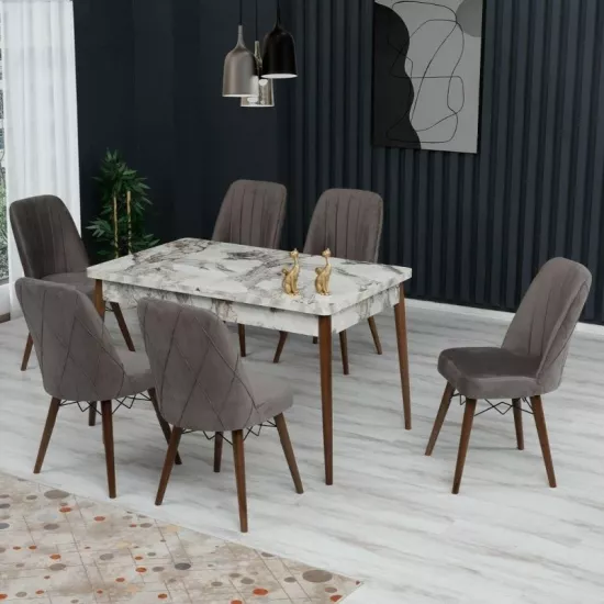 Set masa extensibila cu 6 scaune Kelebek ES-604, 80x130/170x75