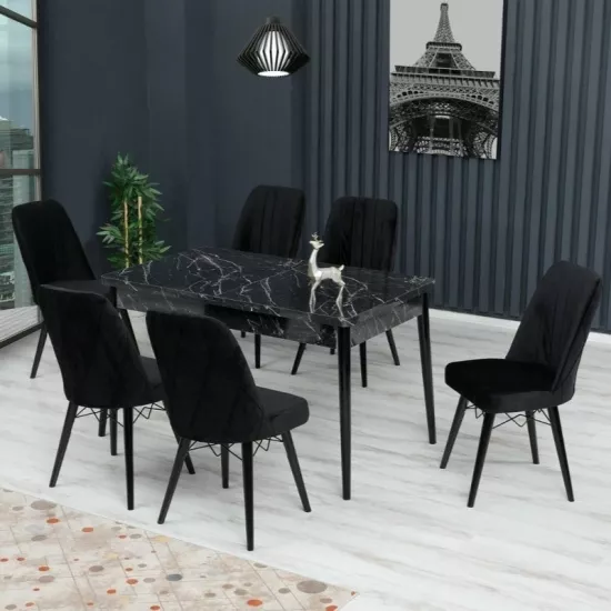 Набор раздвижной стол с 6 стульями Kelebek ES-606, 80x130/170x75