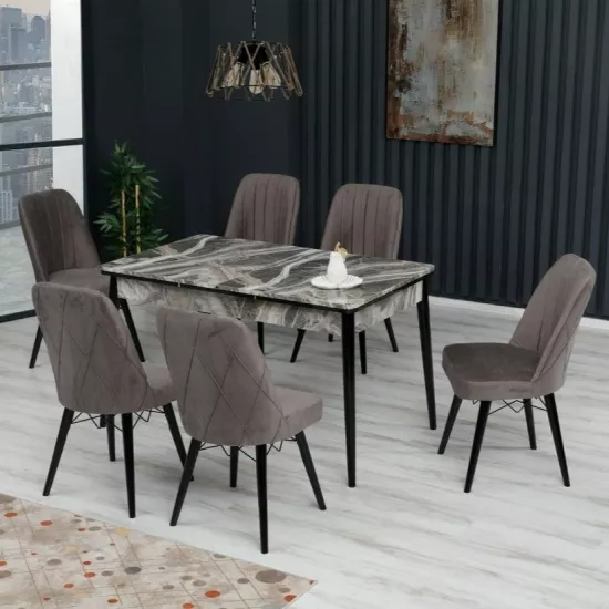 Set masa extensibila cu 6 scaune Kelebek ES-608, 80x130/170x75
