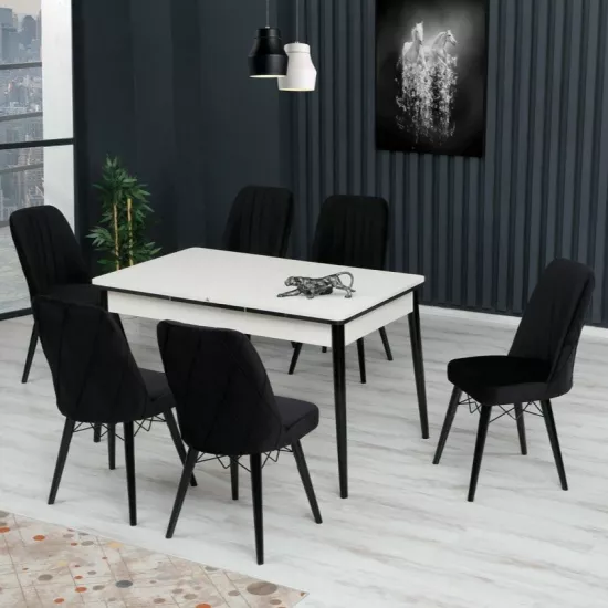 Set masa extensibila cu 6 scaune Kelebek ES-610, 80x130/170x75