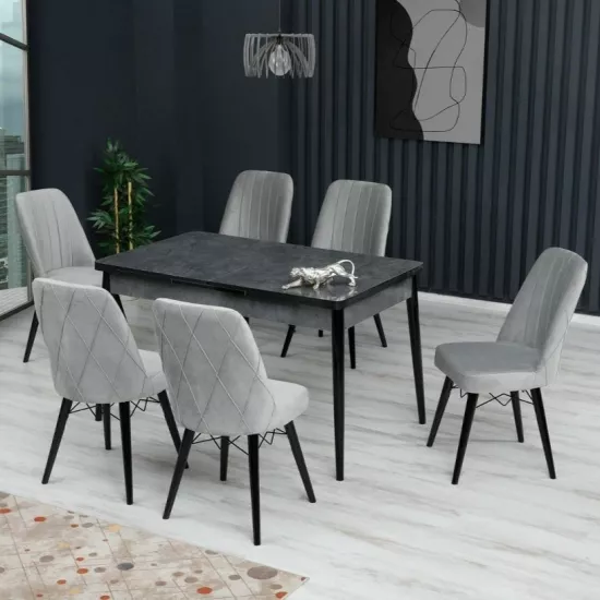 Set masa extensibila cu 6 scaune Kelebek ES-615, 80x130/170x75