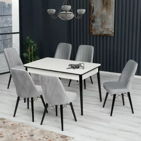 Set masa extensibila cu 6 scaune Kelebek ES-618, 80x130/170x75