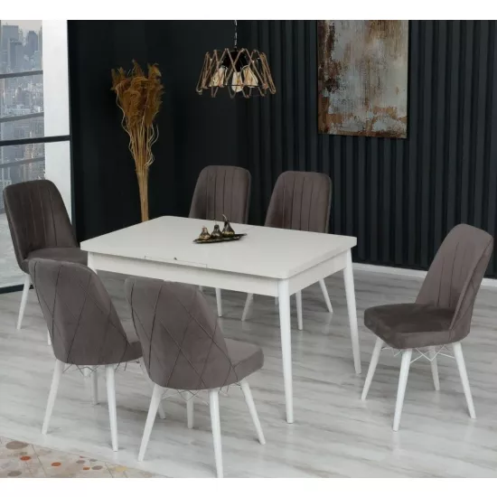 Set masa extensibila cu 6 scaune Kelebek ES-621, 80x130/170x75