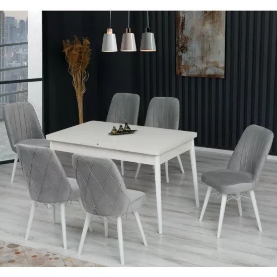 Set masa extensibila cu 6 scaune Kelebek ES-622, 80x130/170x75