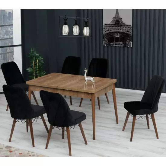 Set masa extensibila cu 6 scaune Kelebek ES-624, 80x130/170x75