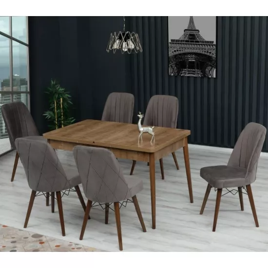 Set masa extensibila cu 6 scaune Kelebek ES-625, 80x130/170x75