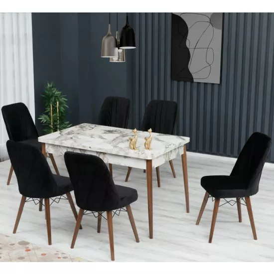 Set masa extensibila cu 6 scaune Kelebek ES-626, 80x130/170x75