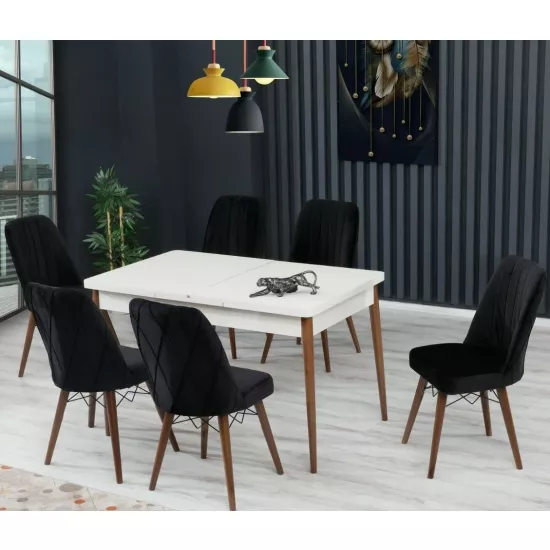 Набор раздвижной стол с 6 стульями Kelebek ES-629, 80x130/170x75