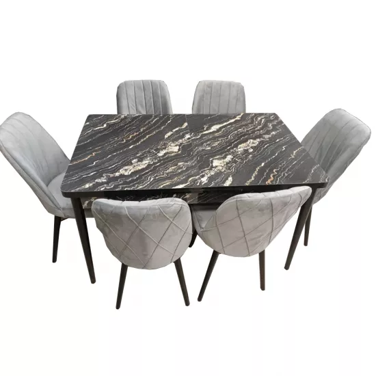 Set masa extensibila cu 6 scaune Kelebek ES-637, 80x130/170x75