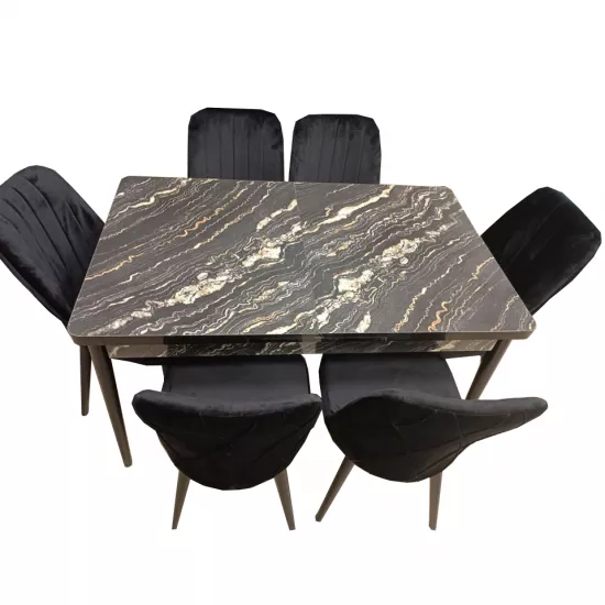 Set masa extensibila cu 6 scaune Kelebek ES-639, 80x130/170x75