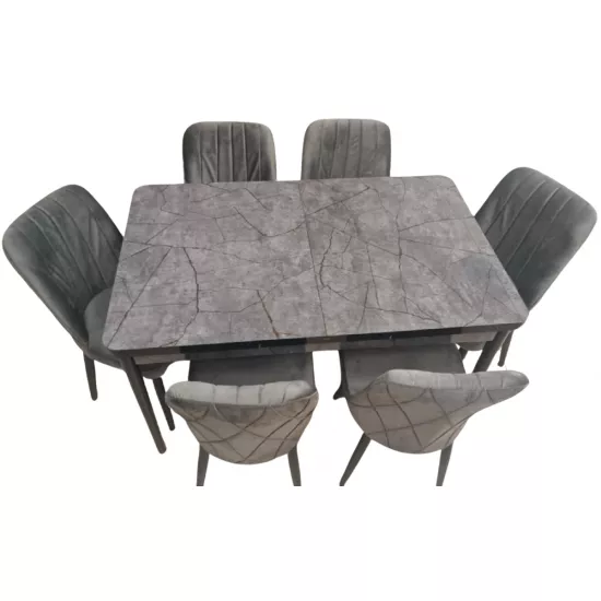 Set masa extensibila cu 6 scaune Kelebek ES-640, 80x130/170x75