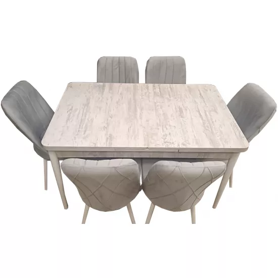 Set masa extensibila cu 6 scaune Kelebek ES-642, 80x130/170x75