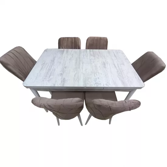 Set masa extensibila cu 6 scaune Kelebek ES-643, 80x130/170x75