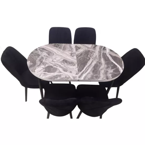 Set masa extensibila cu 6 scaune Kelebek ES-704, 80×136/166x75